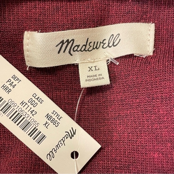 MADEWELL Long Sleeve Henley Midi Dress in Heather Rusted Red - Picture 8 of 10